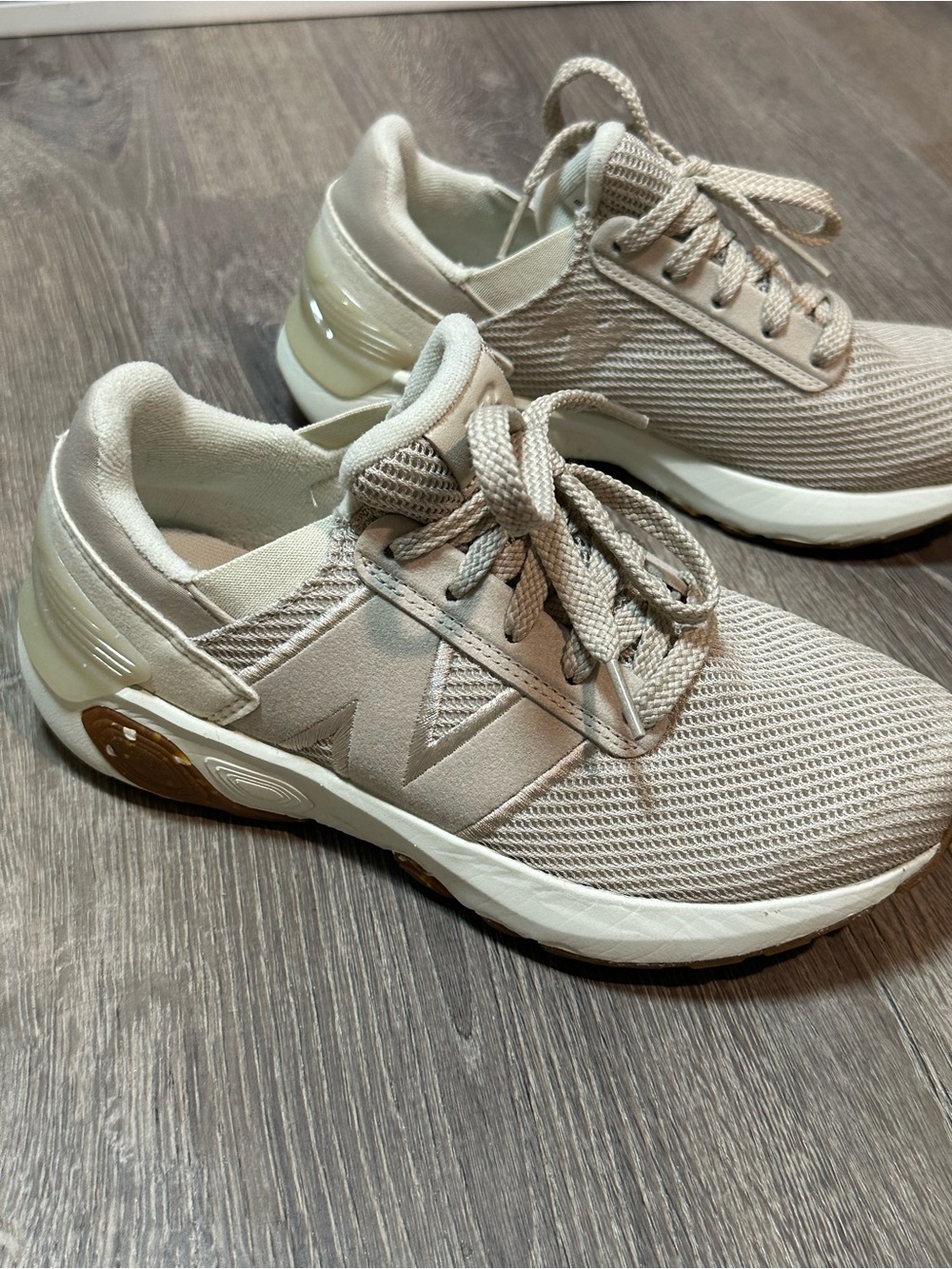 New Balance Women's Beige Knit Lace-Up Sneakers